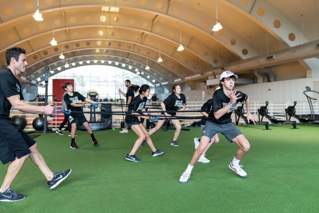 Training drills on turf