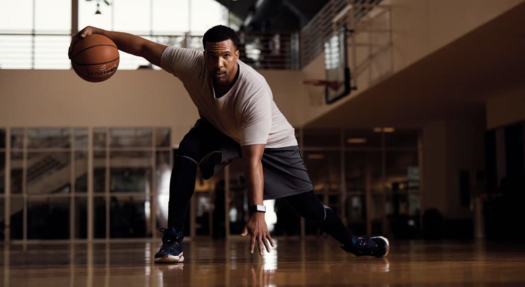 Basketball practice on the court