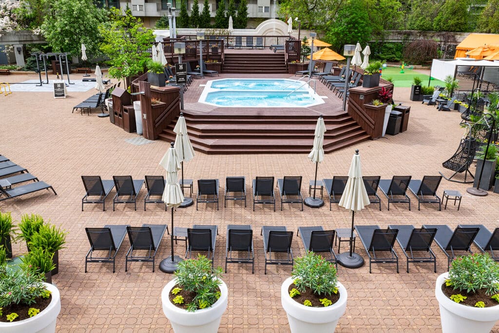 Outdoor hot and cold pools at Midtown Athletic Club Montreal